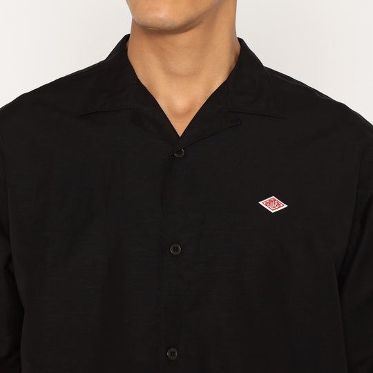 Men's Cotton Linen Slub Open-Collar Shirt