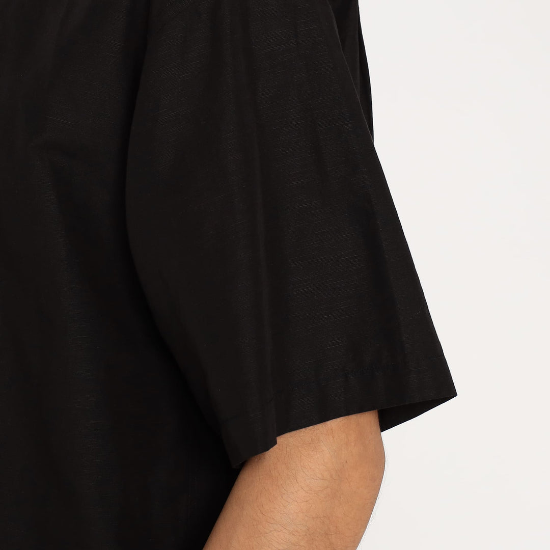 Men's Cotton Linen Slub Open-Collar Shirt