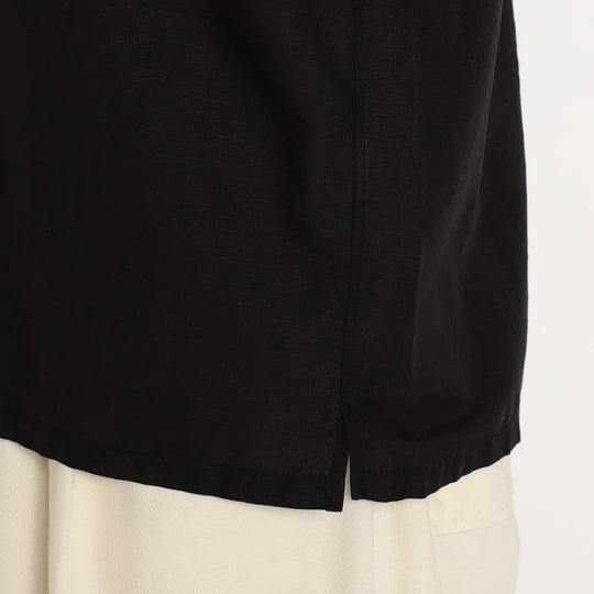Men's Cotton Linen Slub Open-Collar Shirt