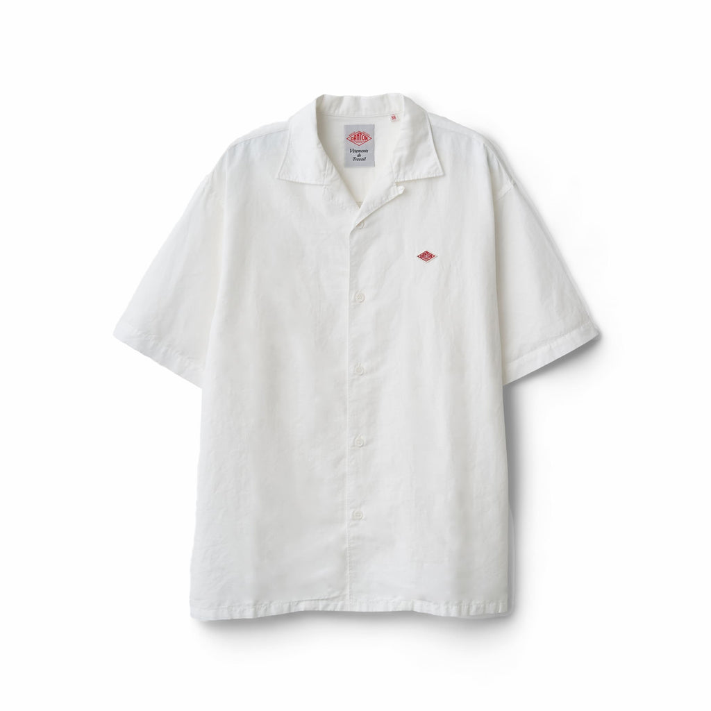 トップス Vintage cotton linen open collar shirt DANTON Men's Cotton Linen Slub Open-Collar Shirt