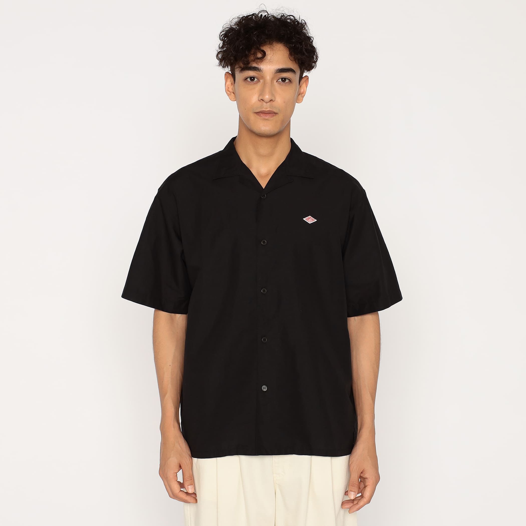 DANTON Men's Cotton Linen Slub Open-Collar Shirt