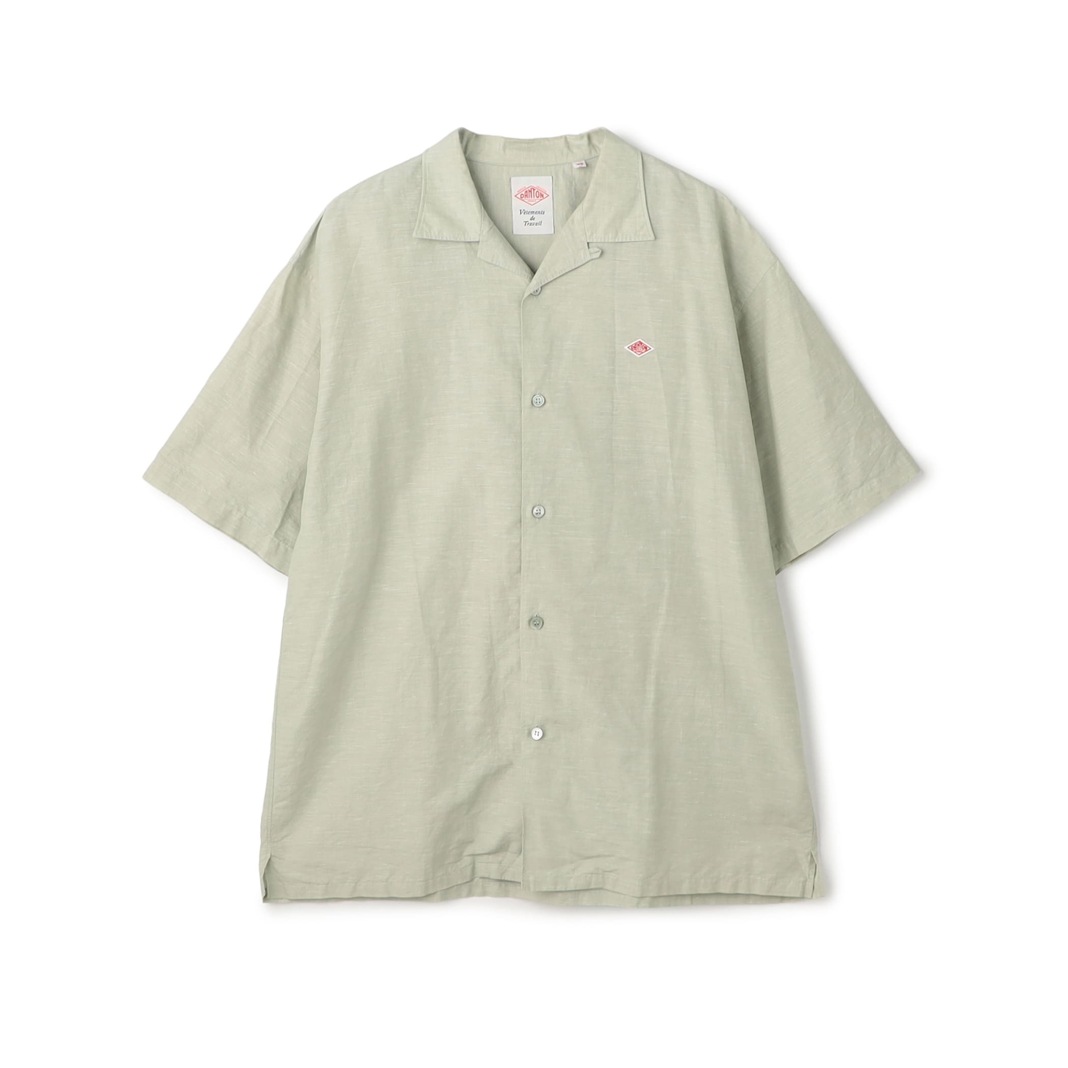 DANTON Men's Cotton Linen Slub Open-Collar Shirt