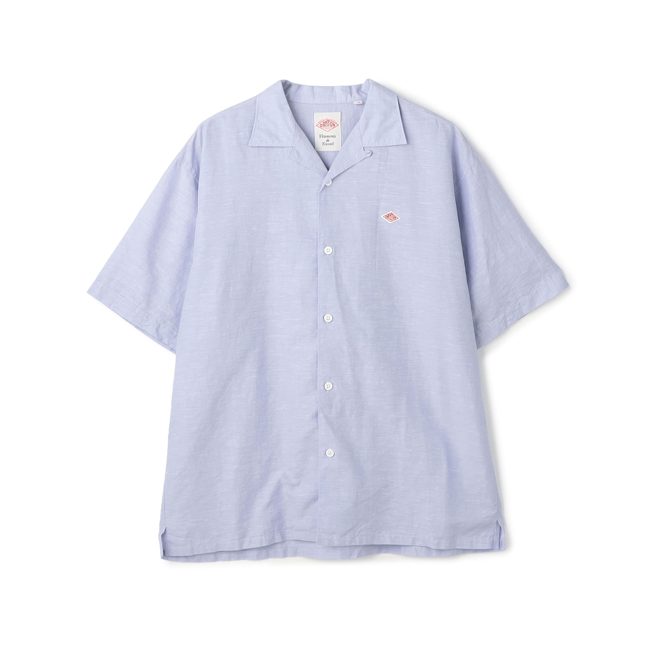 DANTON Men's Cotton Linen Slub Open-Collar Shirt