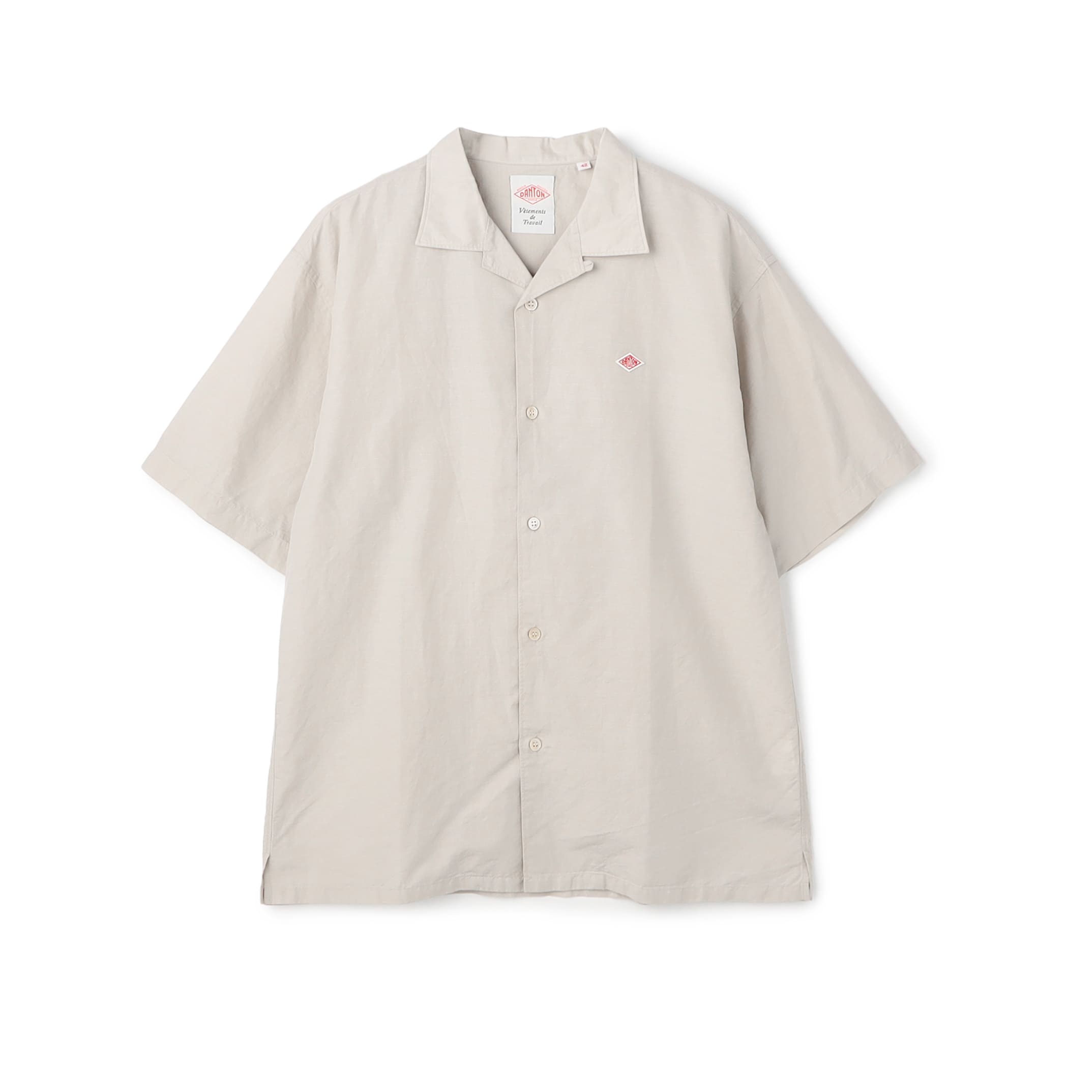 トップス Vintage cotton linen open collar shirt DANTON Men's Cotton Linen Slub Open-Collar Shirt