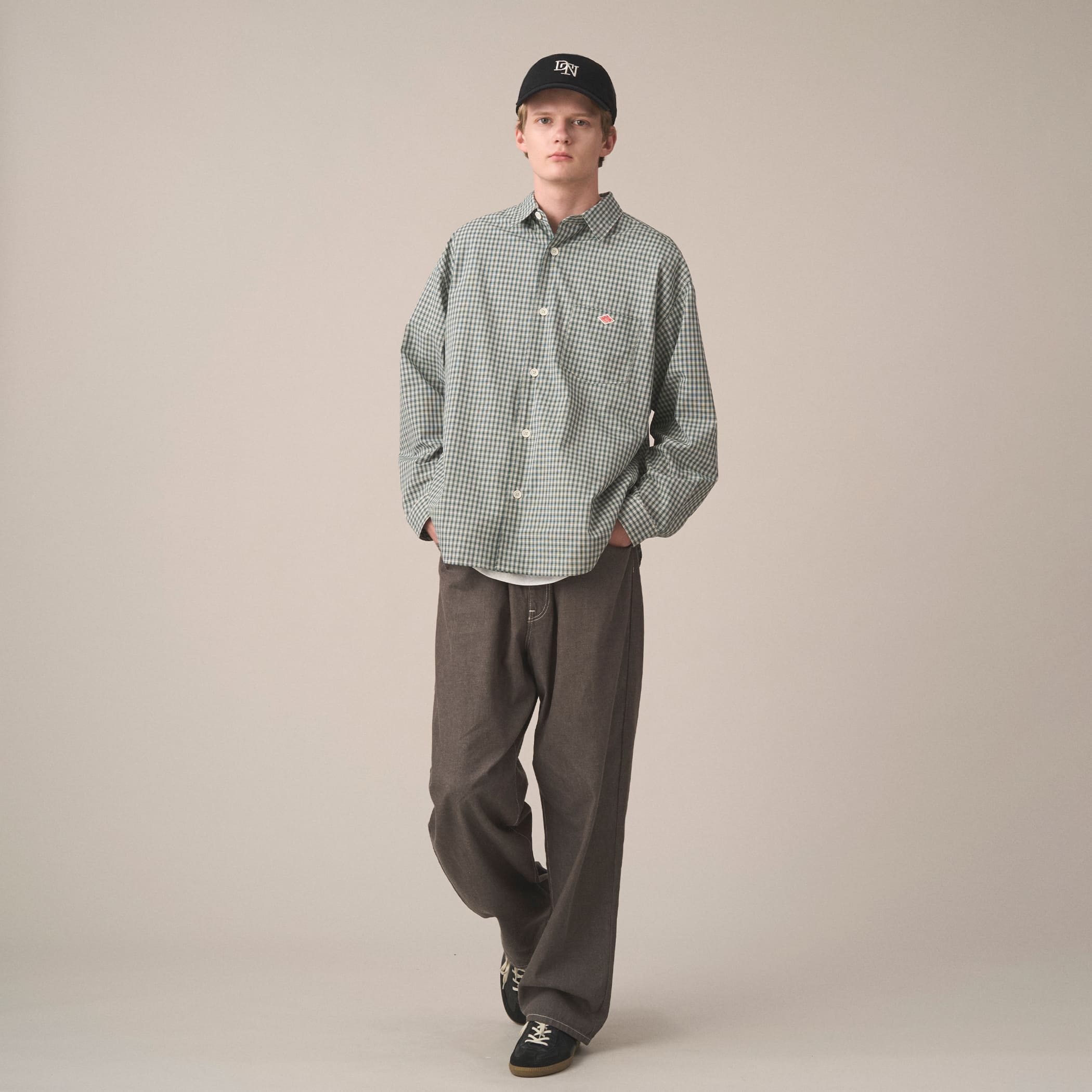 DANTON Men's Color Denim Belted Easy Pants