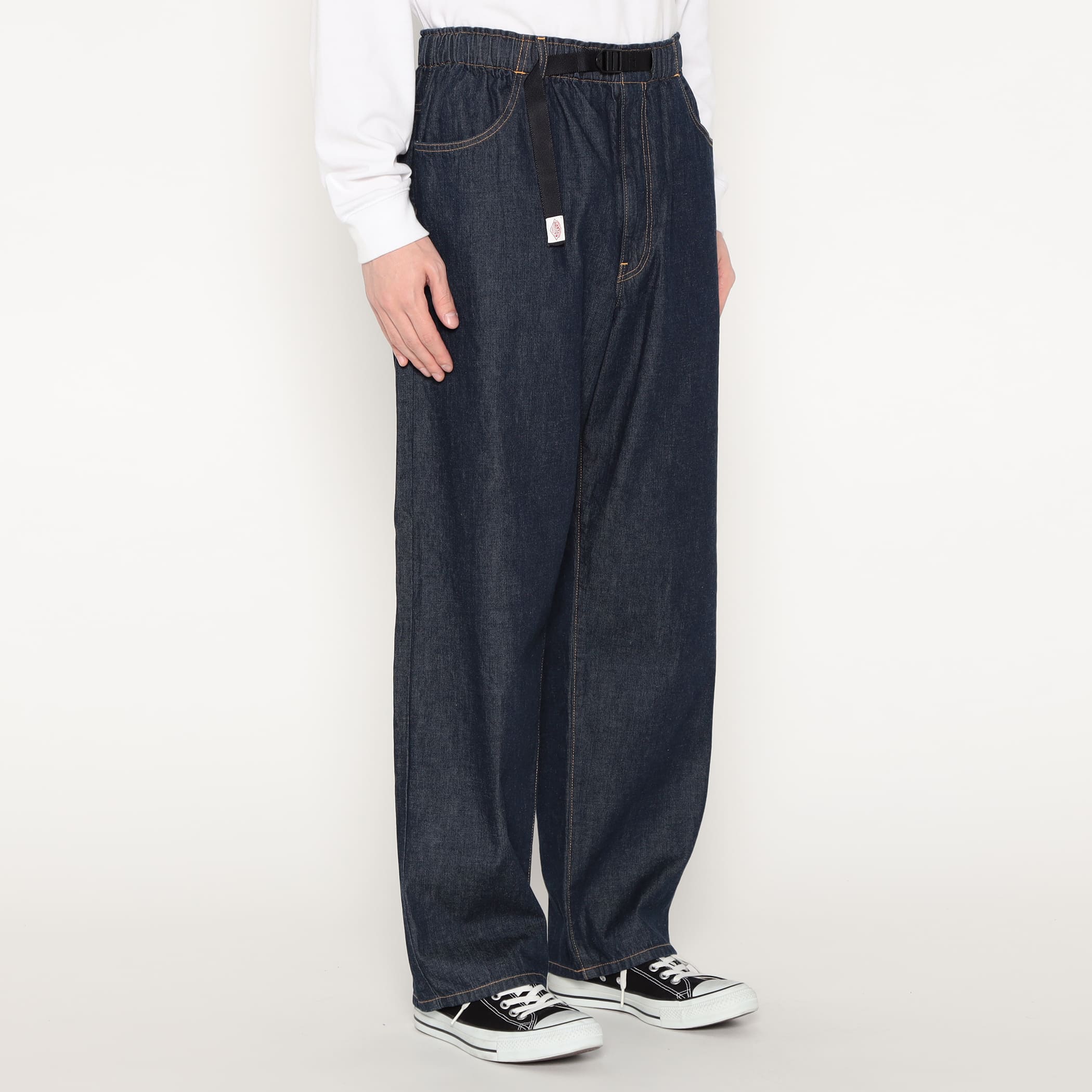 DANTON Men's Color Denim Belted Easy Pants