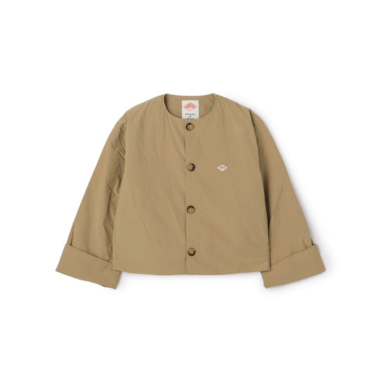 Women's Peach Taffeta Insulation Collarless Wide Jacket