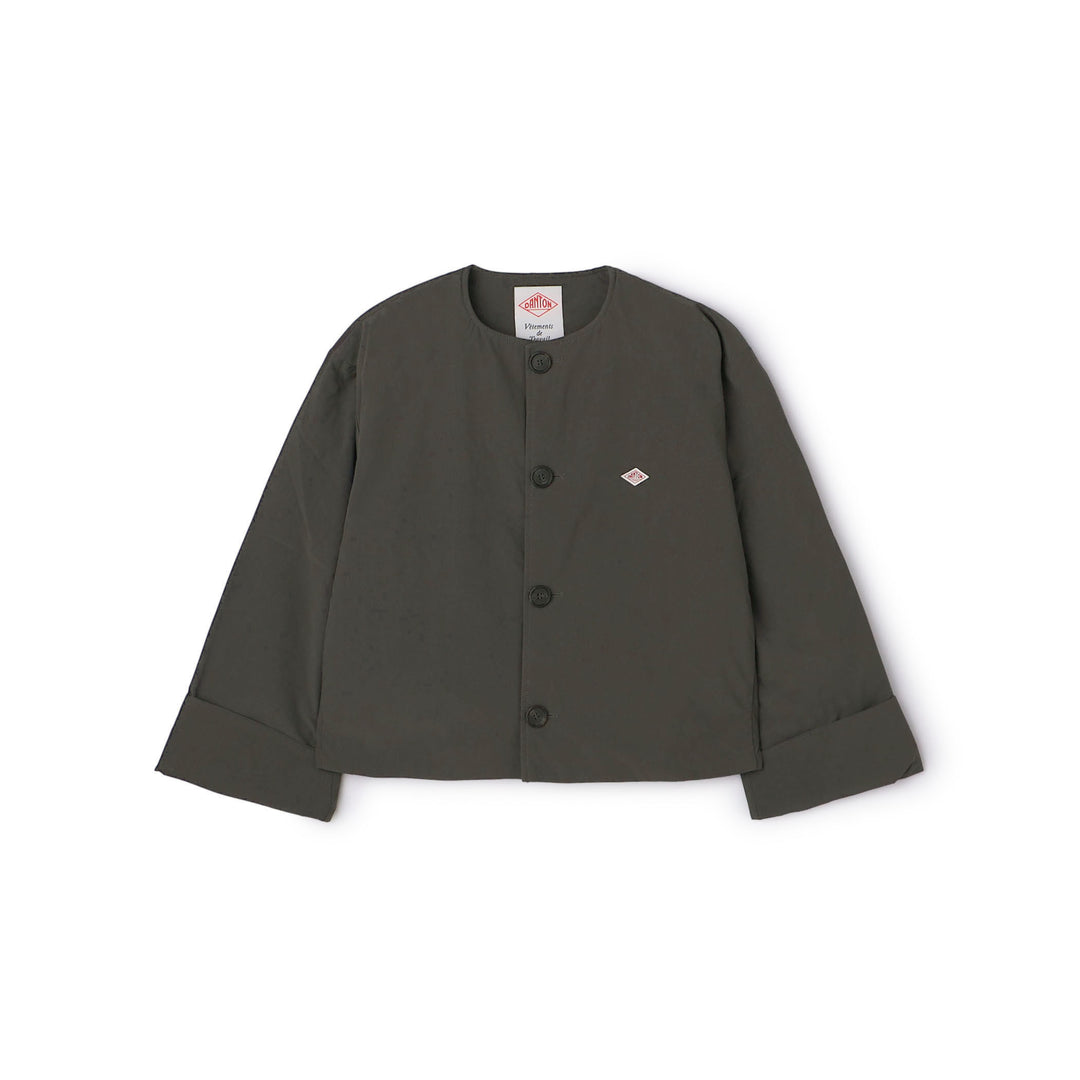 Women's Peach Taffeta Insulation Collarless Wide Jacket