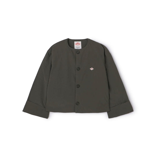 Women's Peach Taffeta Insulation Collarless Wide Jacket