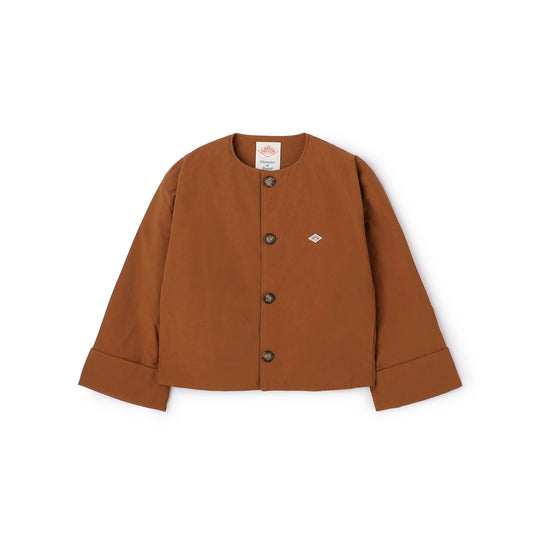 Women's Peach Taffeta Insulation Collarless Wide Jacket
