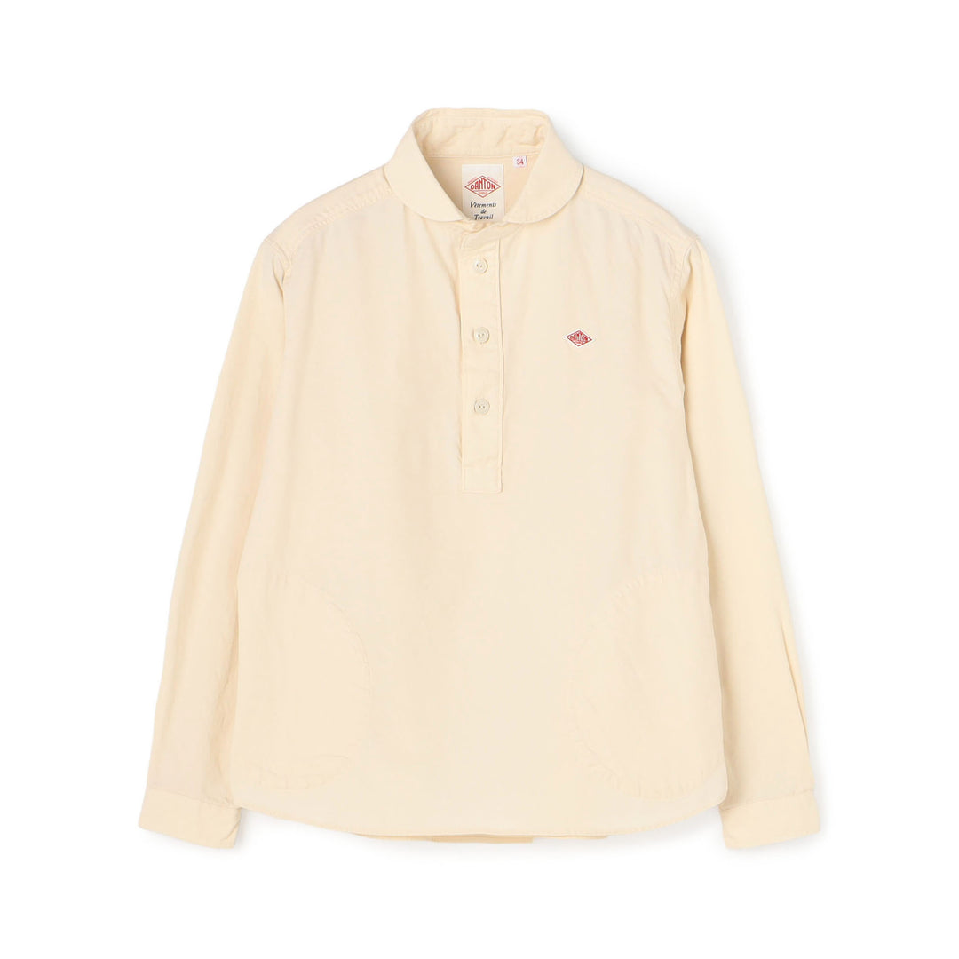 Women's Cotton Flannel Round Collar Pullover Shirt