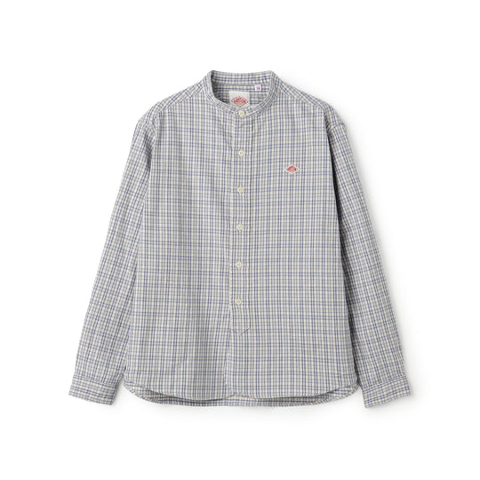 Women's Brushed Twill Band Collar Shirt - Check