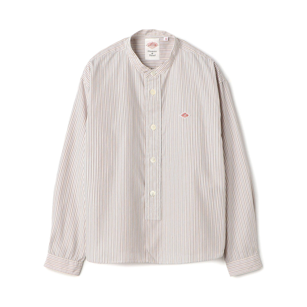 Women's Cotton Poplin Band Collar Shirt