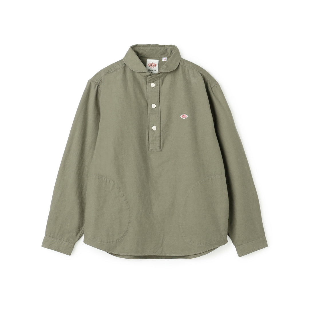 Men's Cotton Flannel Round Collar Pullover Shirt
