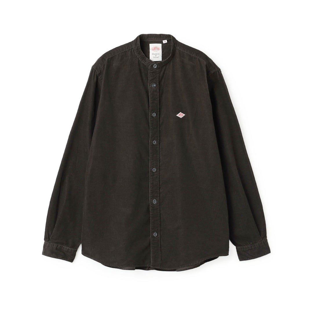 Men's Corduroy Band Collar Shirt