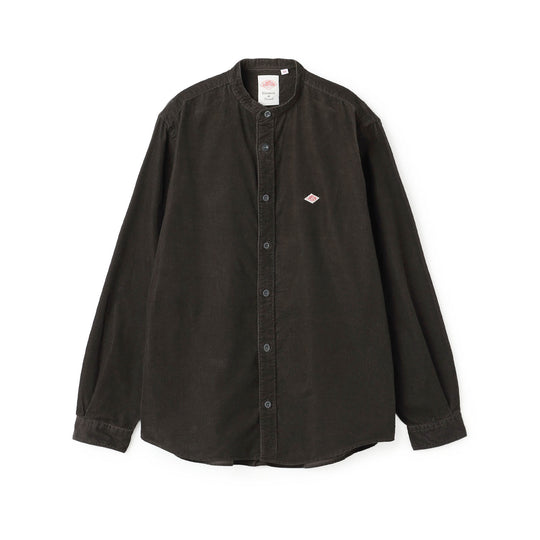 Men's Corduroy Band Collar Shirt