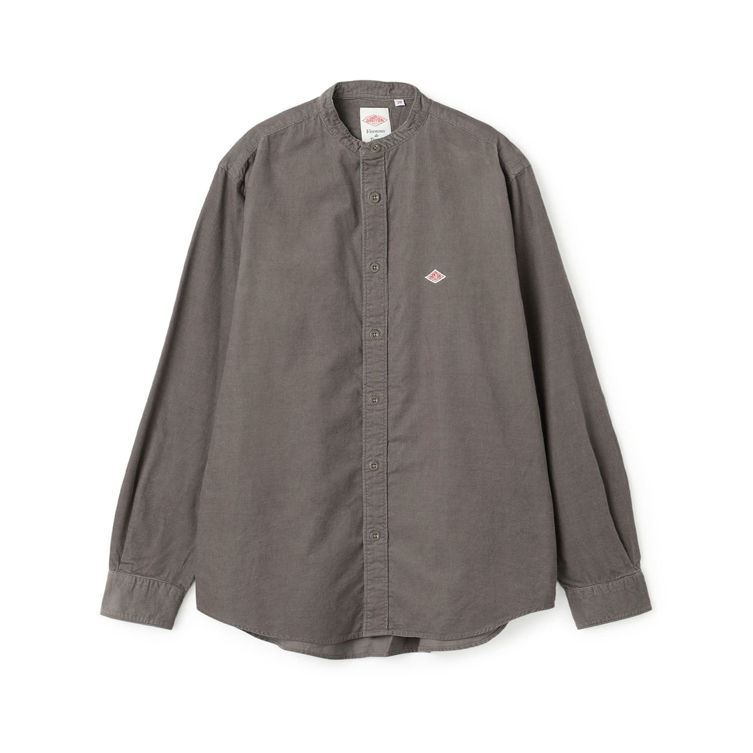 Men's Corduroy Band Collar Shirt