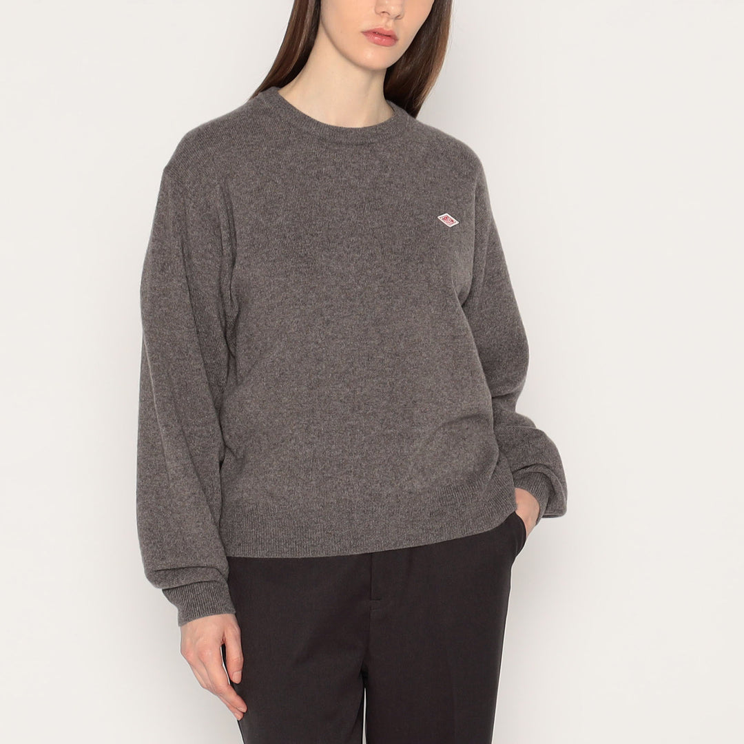 WOMEN'S LAMBSWOOL CREW NECK KNIT PULLOVER