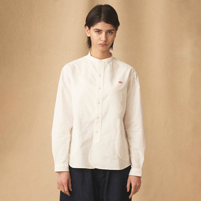 WOMEN'S OXFORD BAND COLLAR SHIRT PLAIN