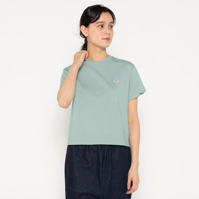 WOMEN'S SHORT SLEEVE SEMI CROP T-SHIRT PLAIN