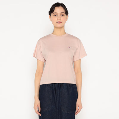 WOMEN'S SHORT SLEEVE SEMI CROP T-SHIRT PLAIN