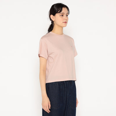 WOMEN'S SHORT SLEEVE SEMI CROP T-SHIRT PLAIN