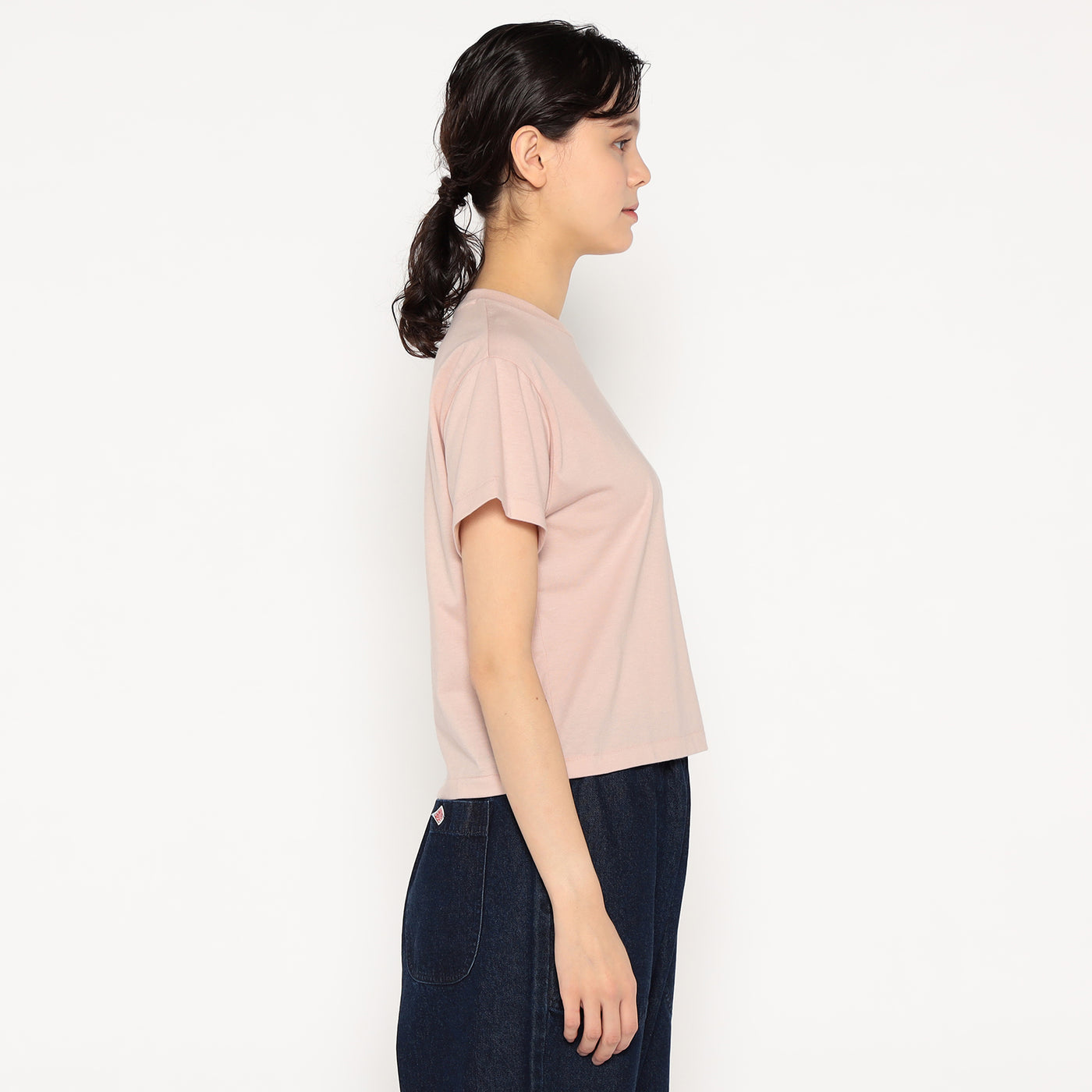 WOMEN'S SHORT SLEEVE SEMI CROP T-SHIRT PLAIN