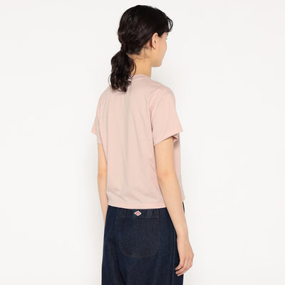WOMEN'S SHORT SLEEVE SEMI CROP T-SHIRT PLAIN
