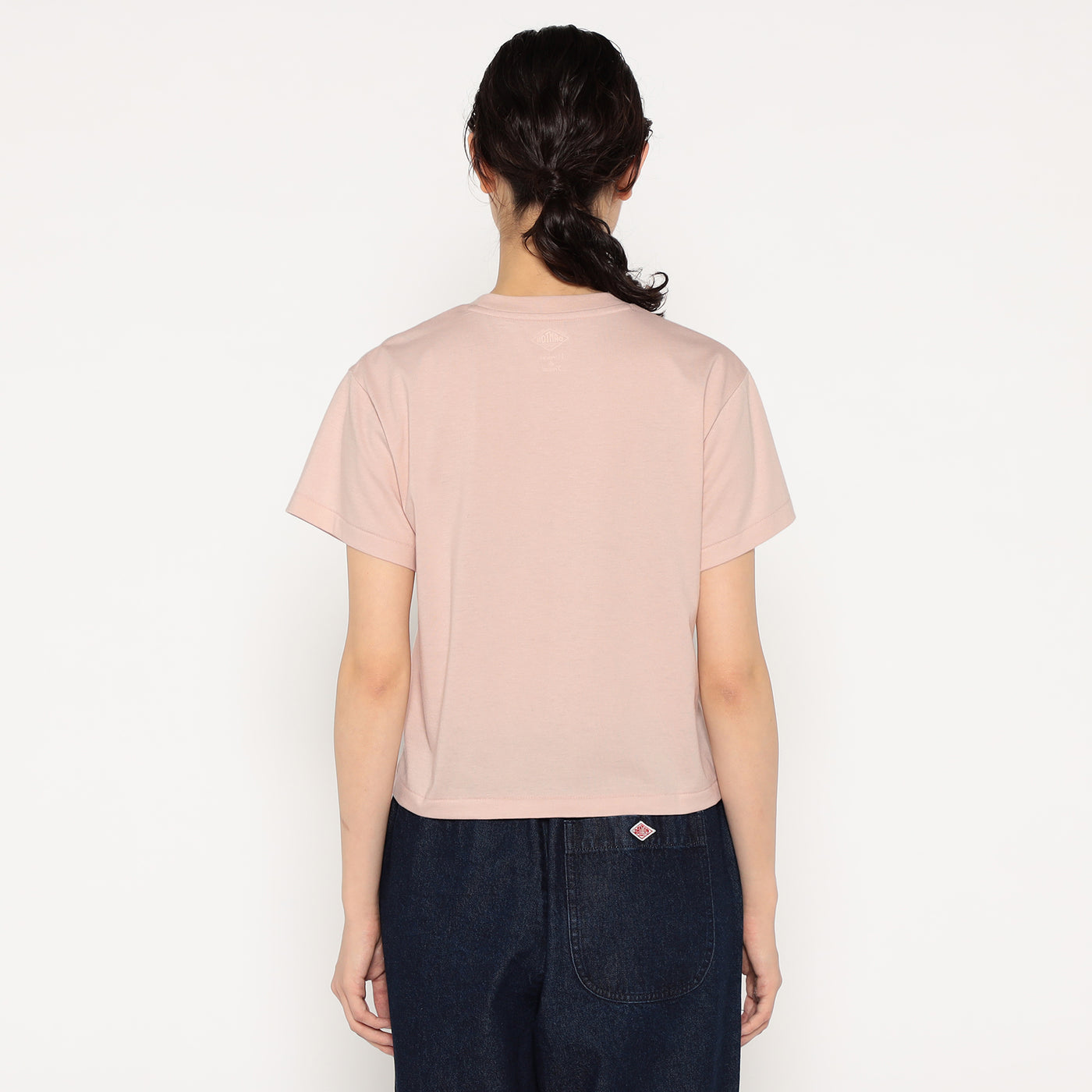 WOMEN'S SHORT SLEEVE SEMI CROP T-SHIRT PLAIN