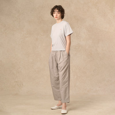 WOMEN'S SHORT SLEEVE SEMI CROP T-SHIRT PLAIN