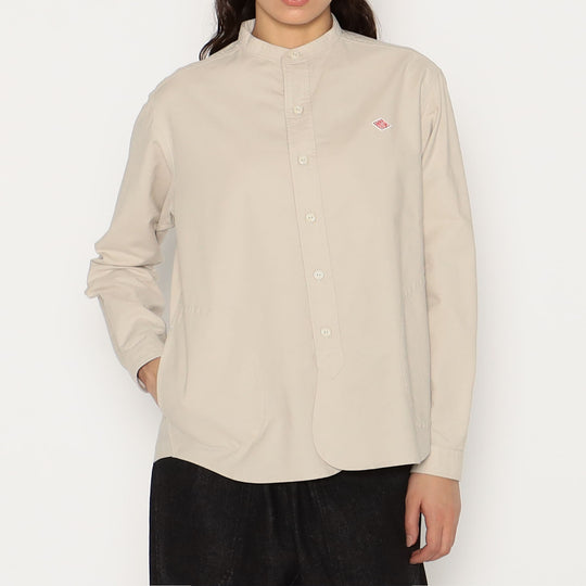 WOMEN'S OXFORD BAND COLLAR SHIRT PLAIN