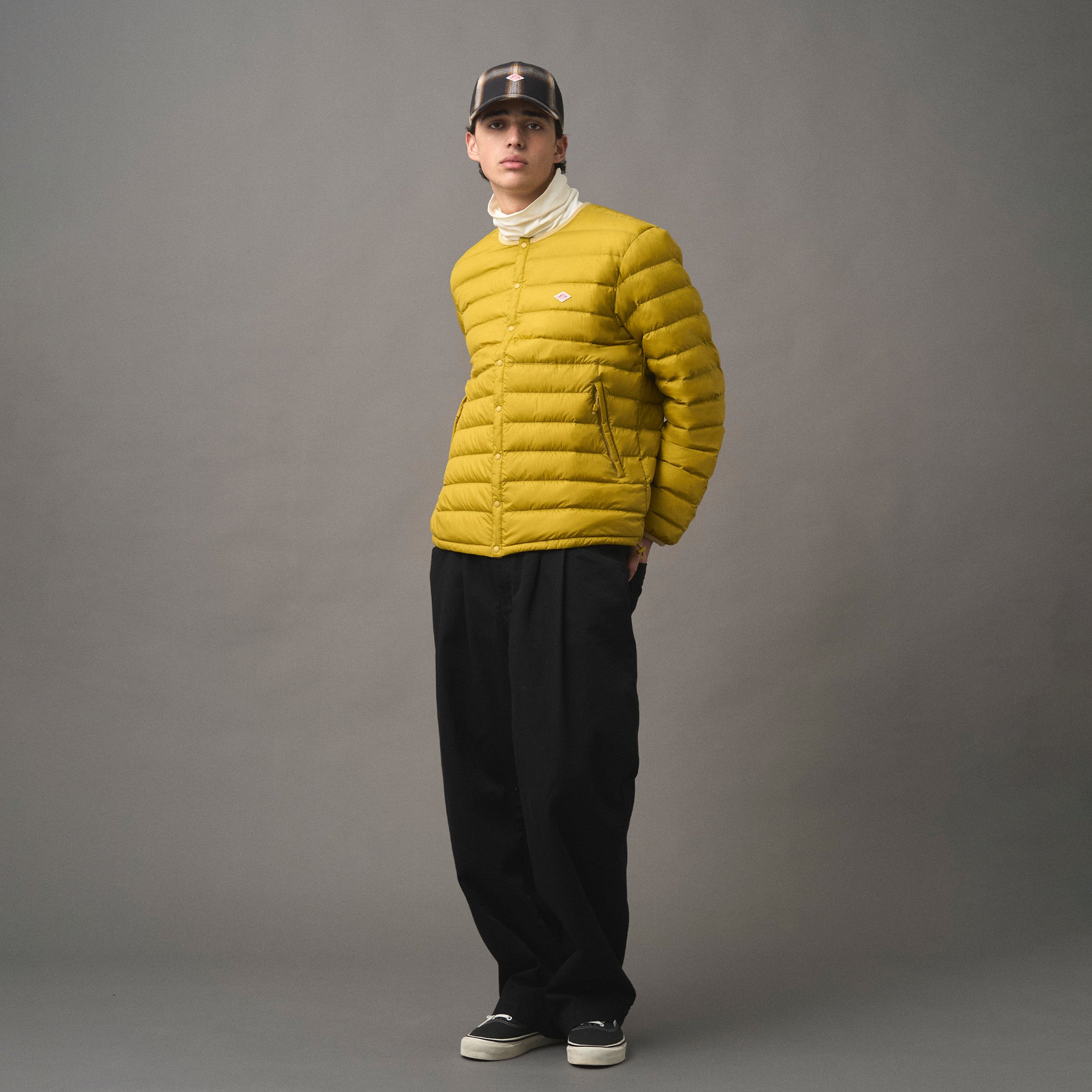 DANTON / CREW NECK INNER DOWN JACKET/ダウンジャケット/34/ナイロン/NVY/JD-8748 DANTON◇CREW NECK INNER DOWN JACKET/ダウンジャケット/34/ナイロン