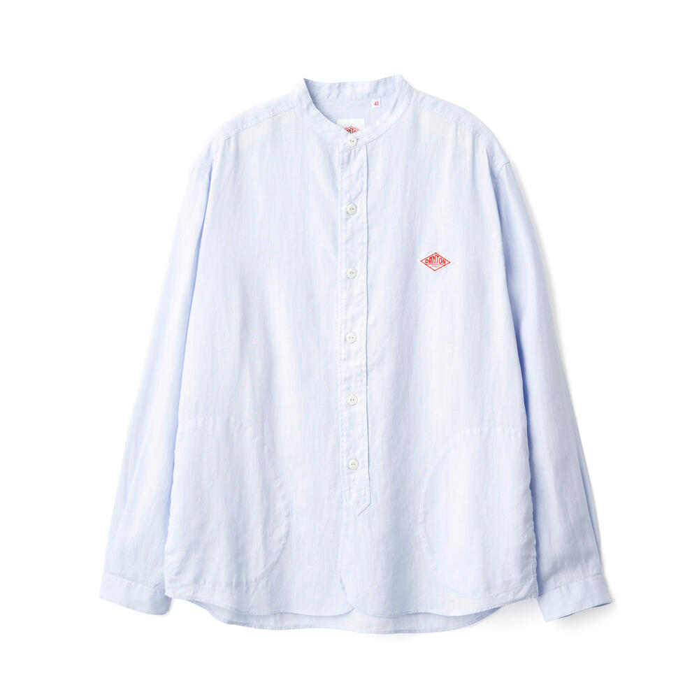 DANTON MEN'S LINEN BAND COLLAR SHIRT L/S