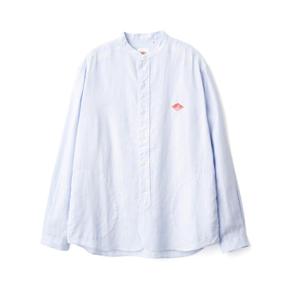 DANTON MEN'S LINEN BAND COLLAR SHIRT L/S