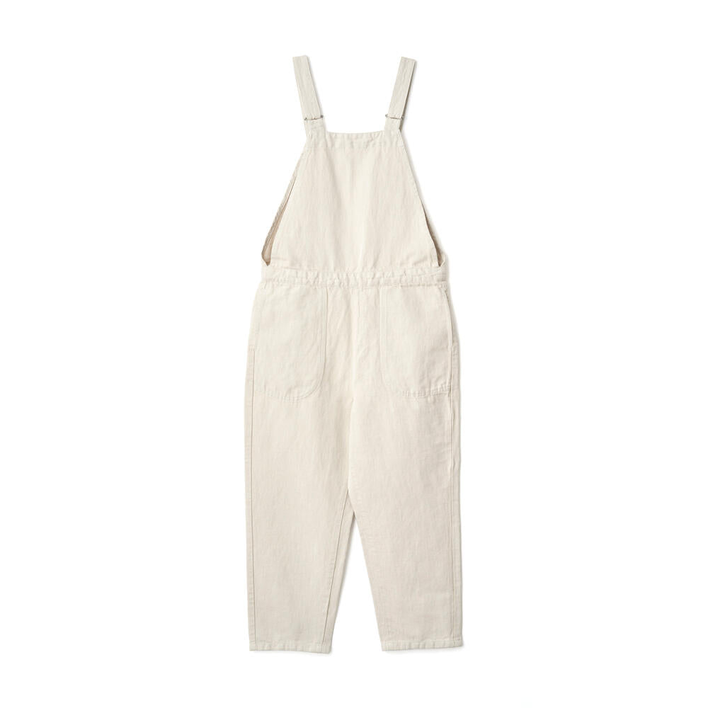 DANTON WOMEN'S COTTON LINEN TWILL SALOPETTE PANTS